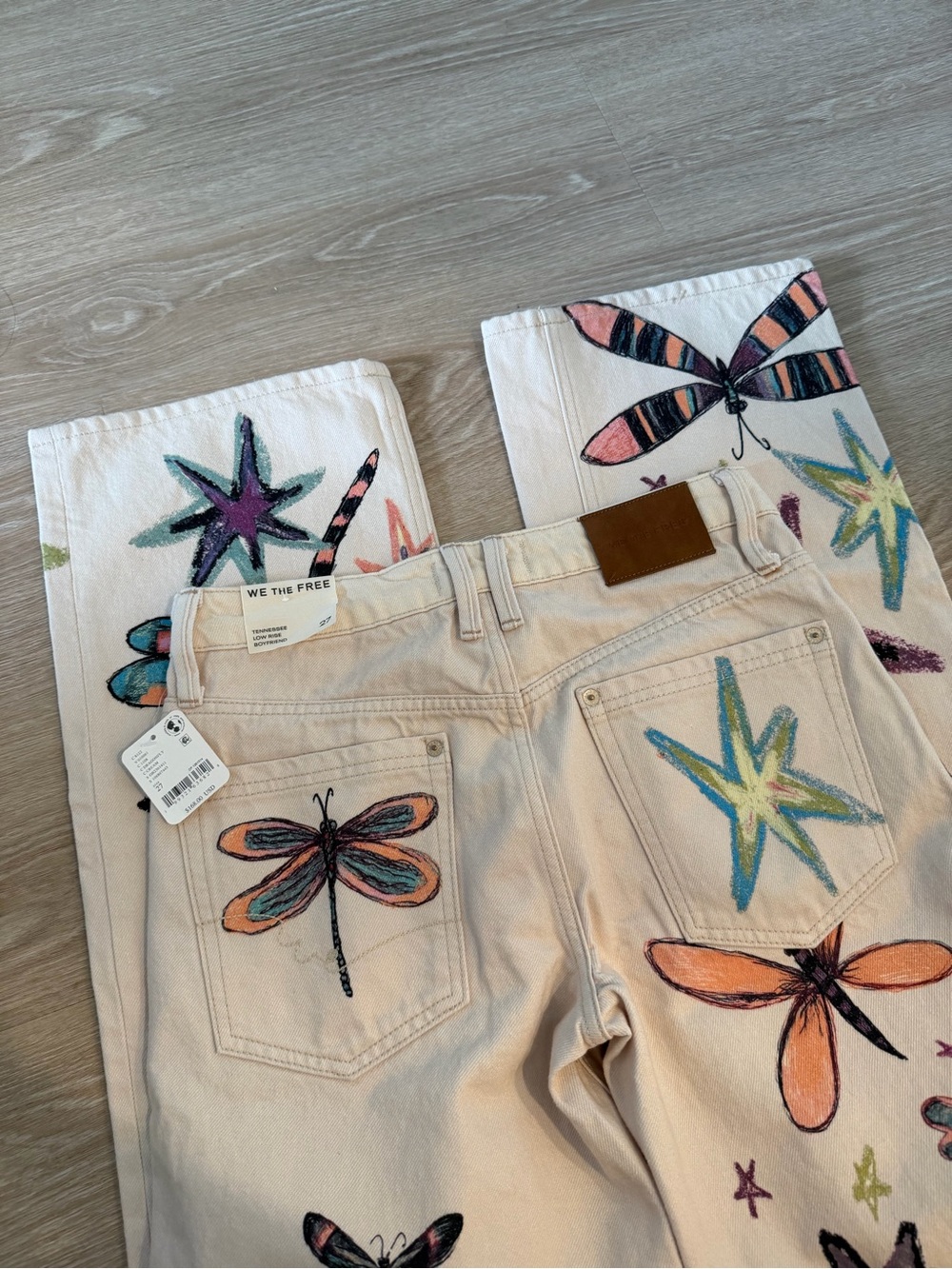 Free People Tennessee Low Rise Jeans in Dragonfly Print - Picture 3 of 3